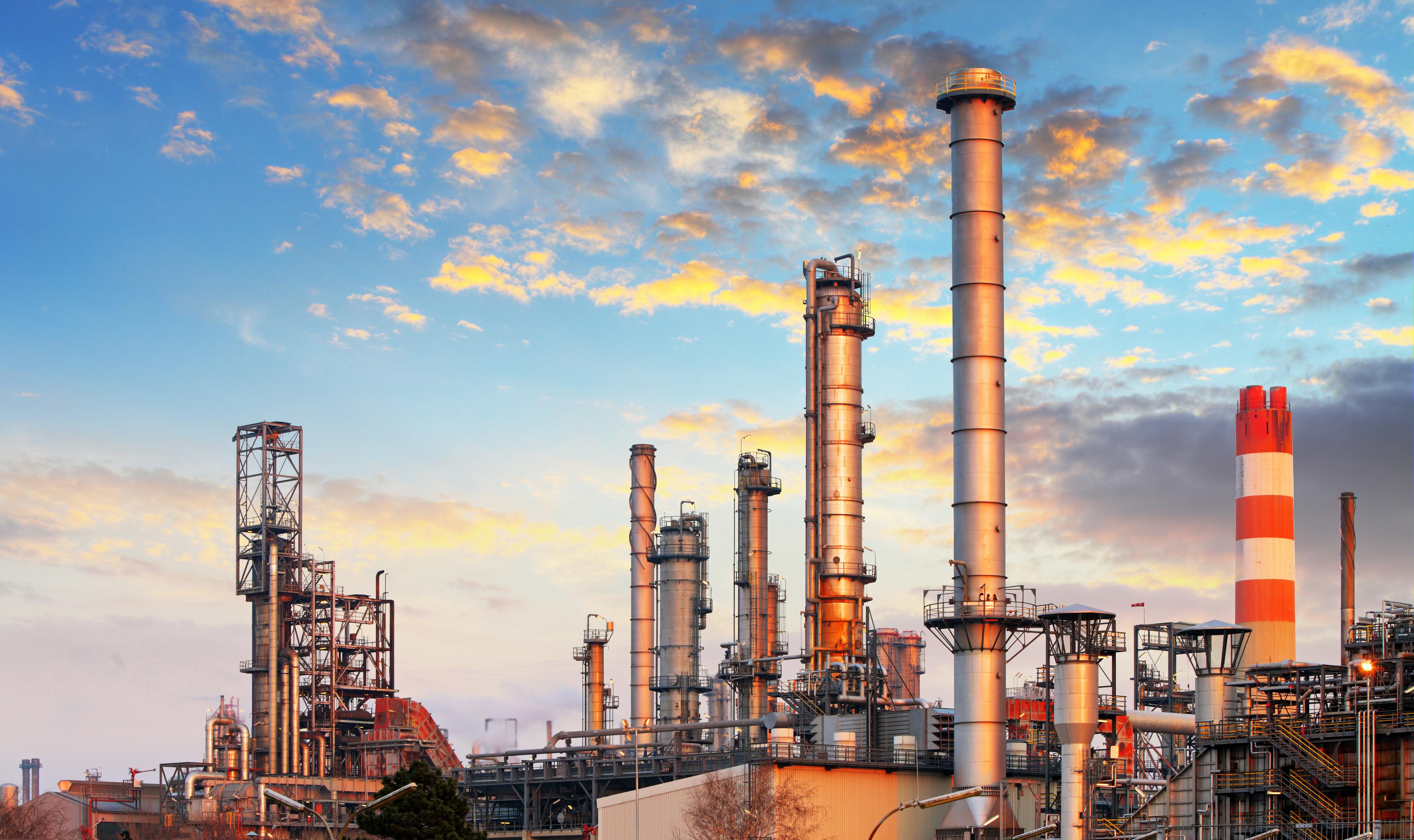 A factory with gas pollution in the air